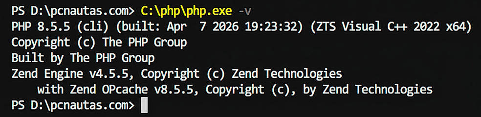 C:phpphp.exe -v